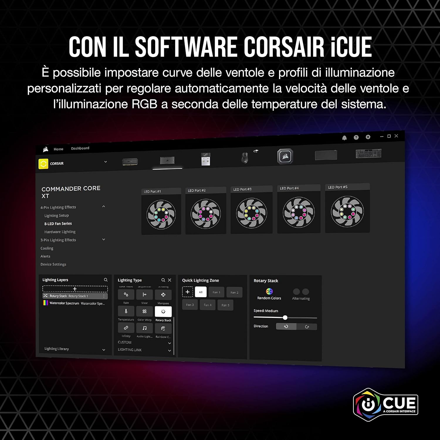Thumbnail 5 de Corsair iCUE COMMANDER CORE XT – controller digitale per velocità ventole e illuminazione RGB (fino a 6 PWM, 264 LED RGB) nero