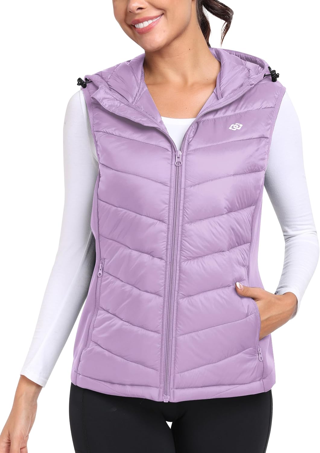 Detalle 2 de MoFiz Womens Puffer Softshell Vest Hooded Lightweight Insulated Jacket