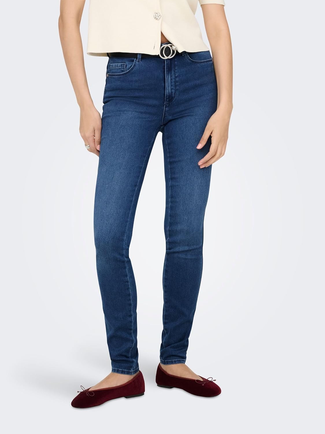 Detalle 2 de ONLY Onlroyal Skinny High-Waist Jeans – Blau, Größe XL (EU 34) von ONLY