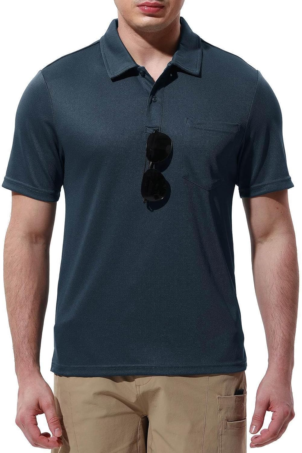 Detalle de Rdruko Men’s Short-Sleeve Quick-Dry Polo Shirt with Pocket for Golf, Outdoor & Everyday Wear