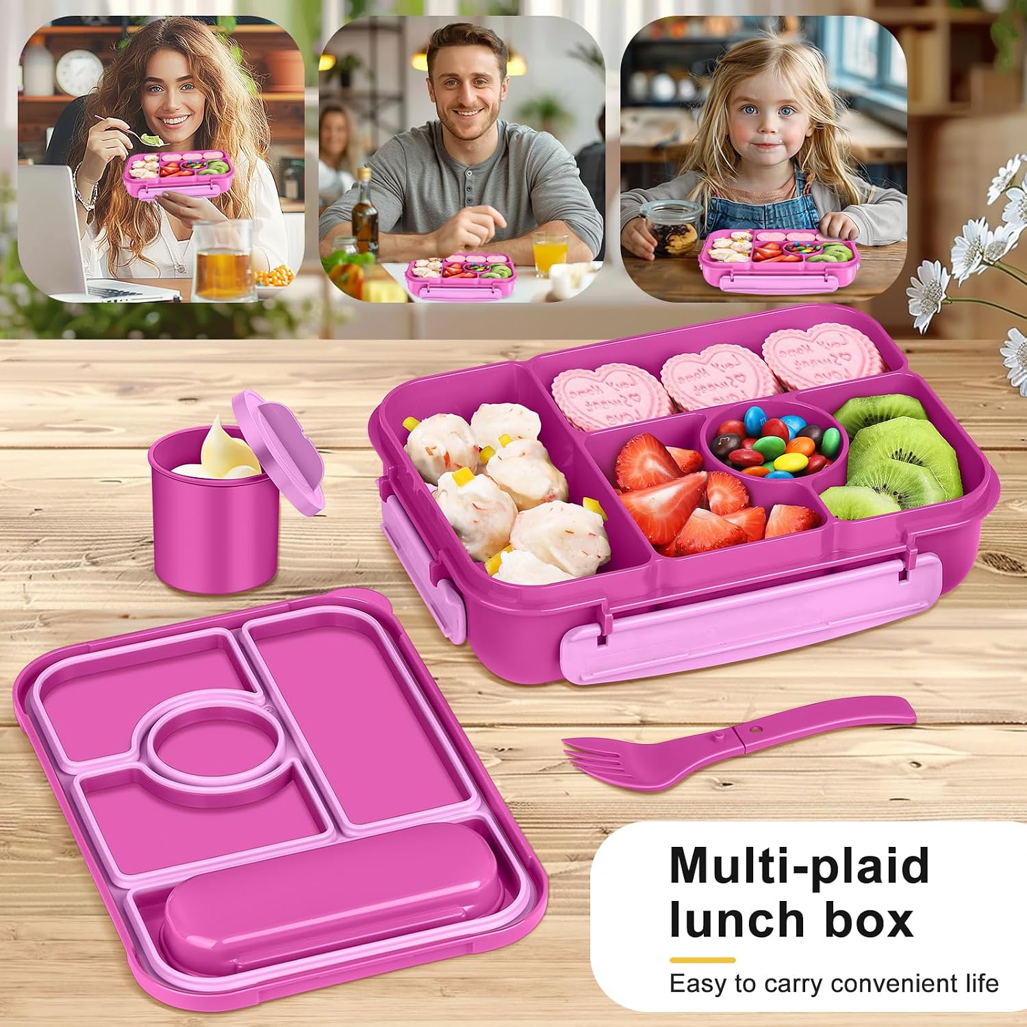 Thumbnail 4 de Amathley Lunchbox 1300 ml mit 5 Fächern – BPA-frei, mikrowellen- und spülmaschinenfest