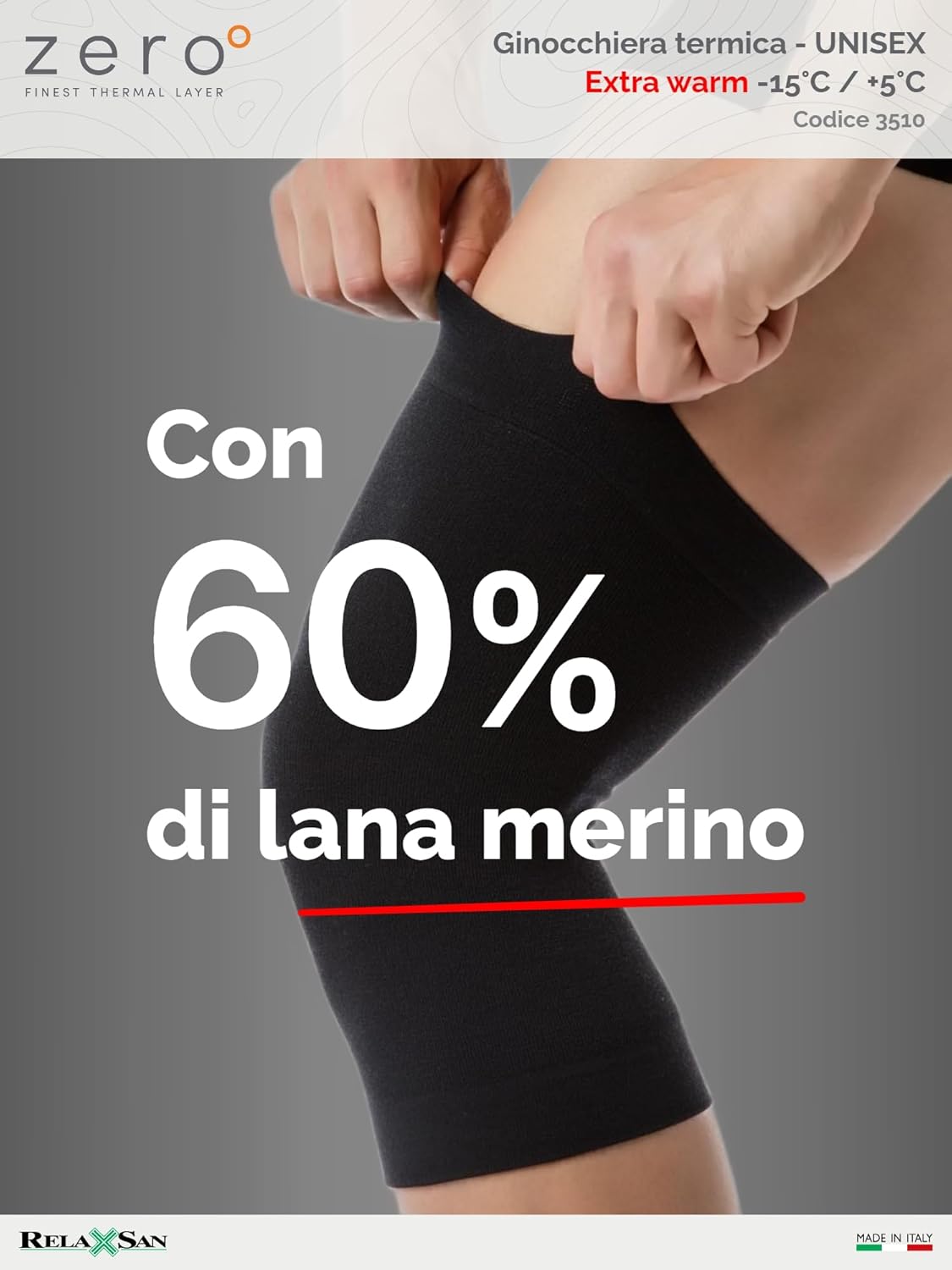 Thumbnail 2 de Relaxsan Zero 3510 Fascia ginocchio termica con lana merino e Dryarn