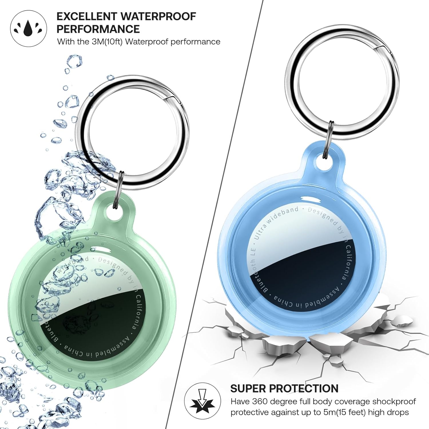 Detalle 2 de Pautas 4-Pack Case for Apple AirTag Holder with Keychain (TPU Waterproof & Anti-Scratch Cover) for AirTag 1st/2nd Gen
