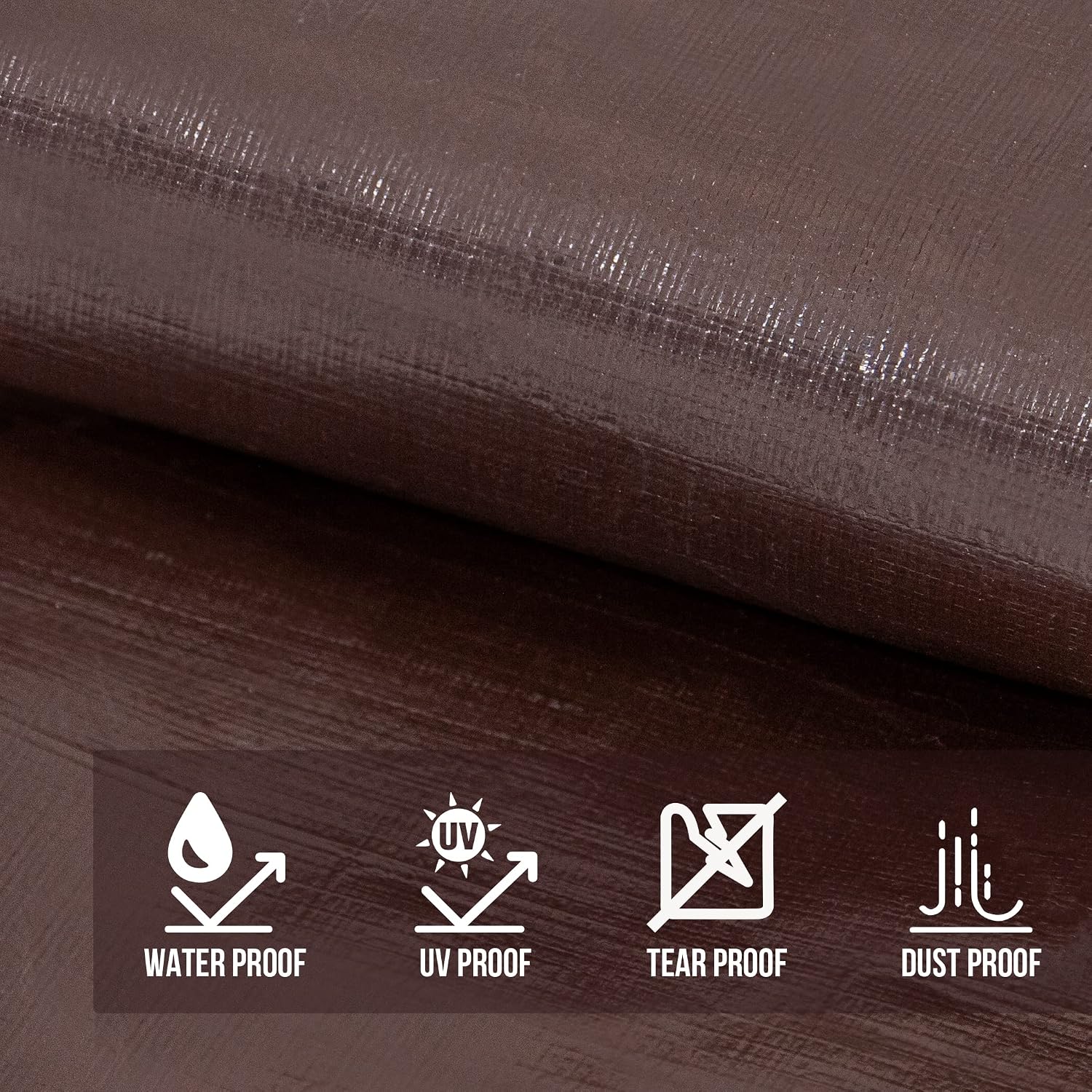 Detalle de CARTMAN Finished Size 14x20 Ft Extra-Thick 20 Mil Brown Ultra Heavy-Duty Poly Tarp (UV Resistant, Waterproof)