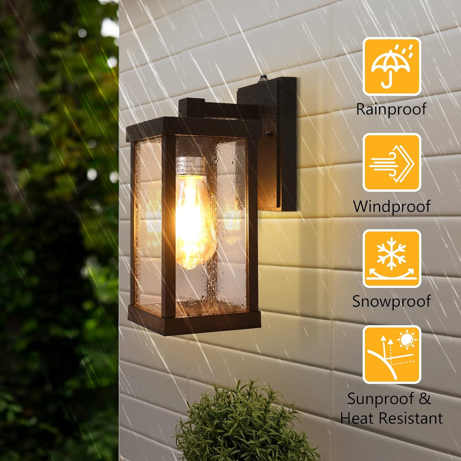 Detalle de TOPKDA TOPKDA Dusk-to-Dawn Outdoor Wall Lantern with 6W LED Bulb