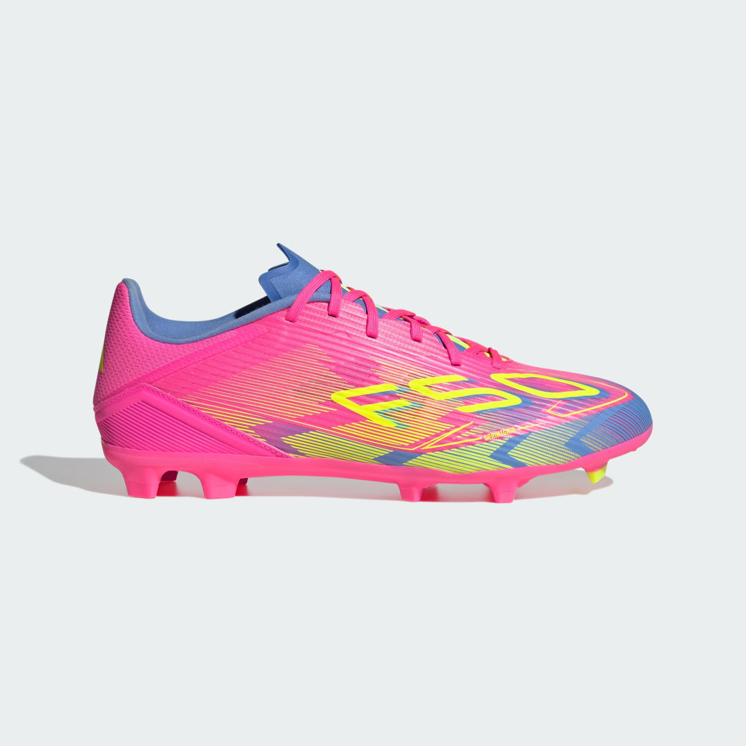 Detalle de Adidas F50 League, botas de fútbol para césped natural seco y multisuperficie, rosa