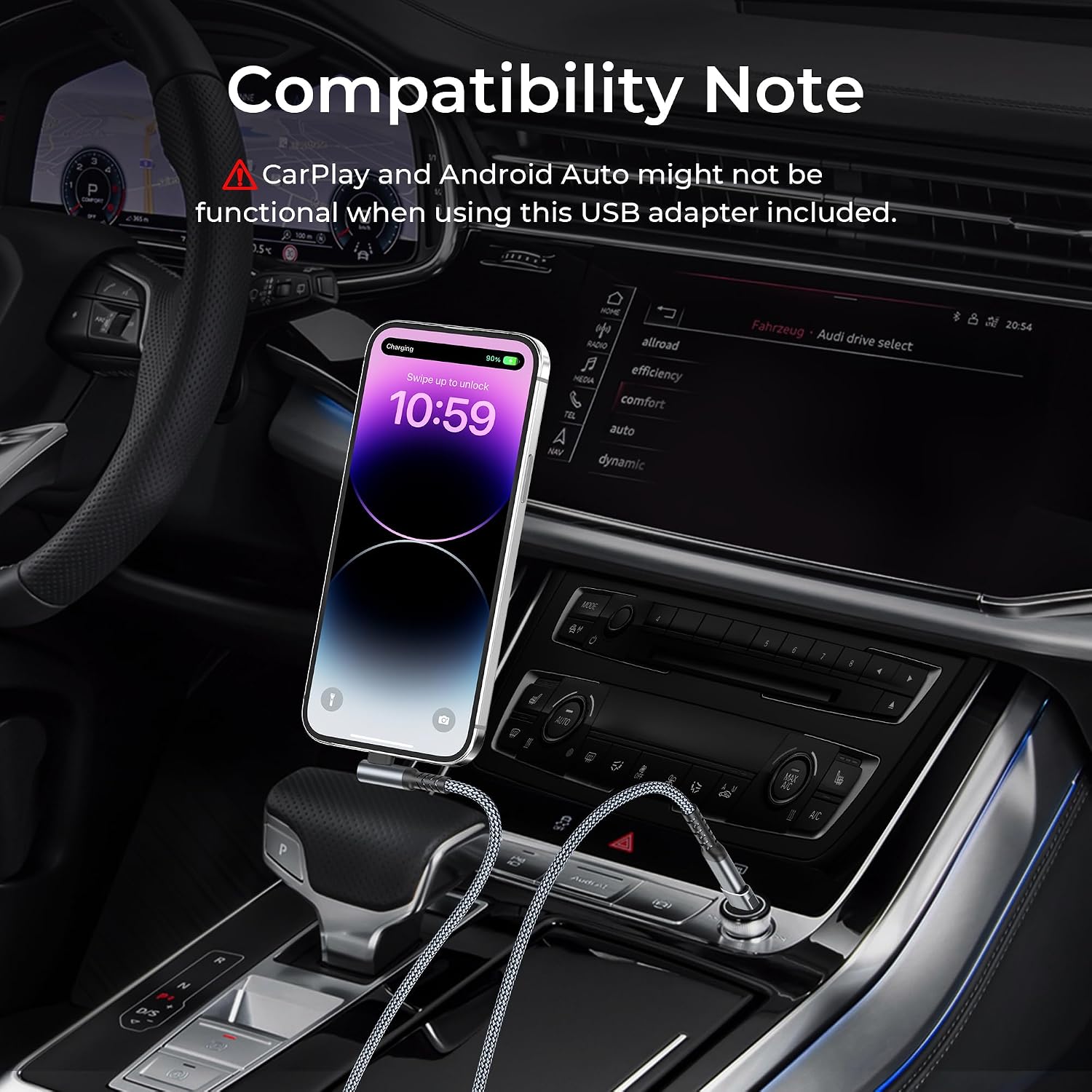 Detalle 2 de BASESAILOR iPhone 14 right‑angle 3m Lightning cable