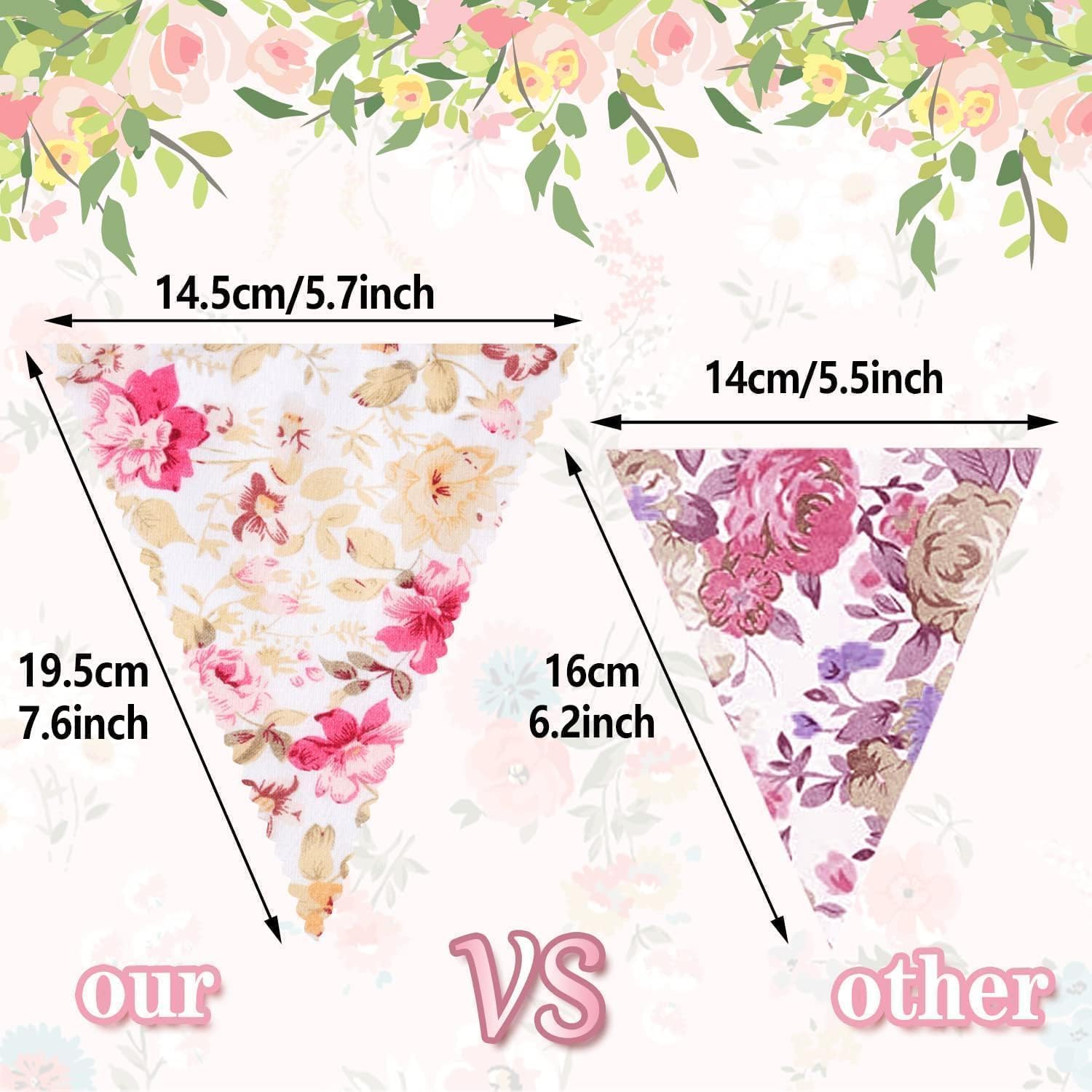 Thumbnail 4 de Alintor 45.9ft Fabric Bunting 12m 46pcs