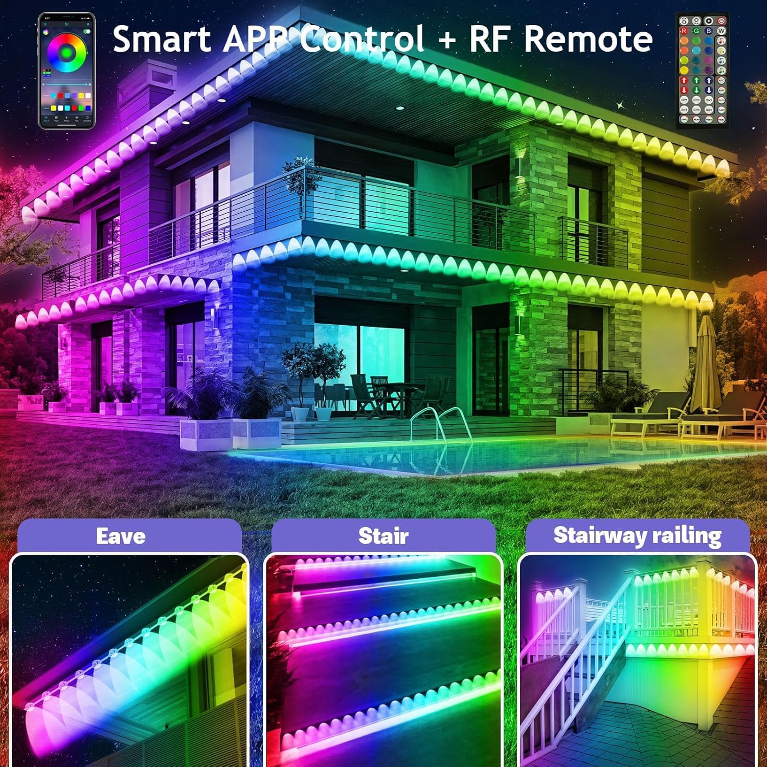 Detalle 2 de FBZ 300FT Permanent Outdoor Lights, RGB App Control, IP67 Waterproof