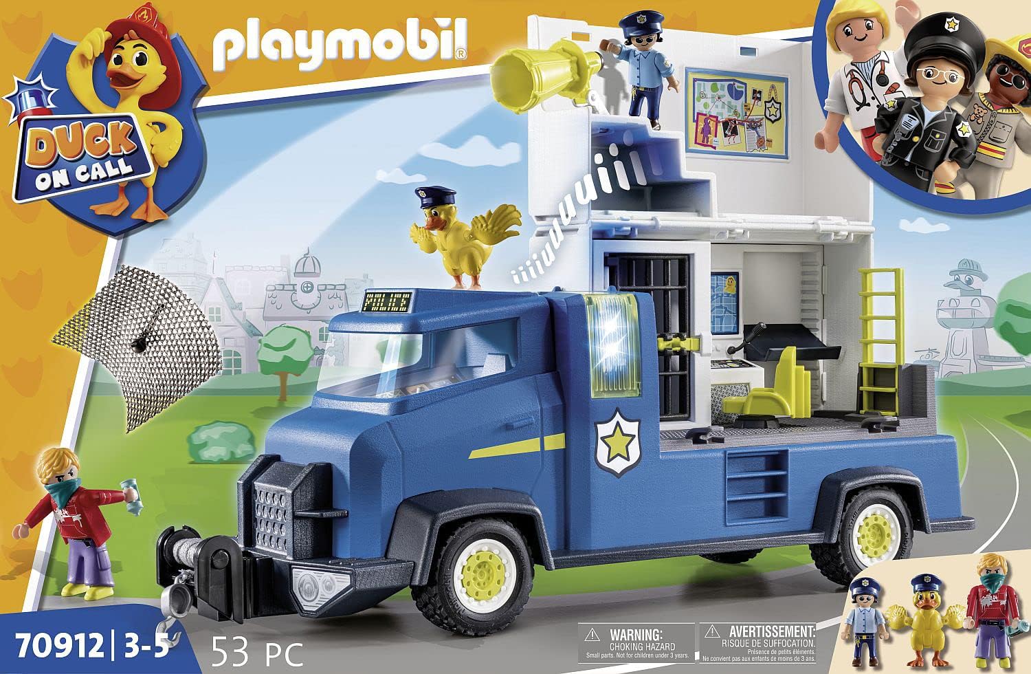 Detalle de PLAYMOBIL Duck ON Call 70912: Polizei Truck mit Zentrale, Licht und Sound – Spielzeug ab 3 Jahren