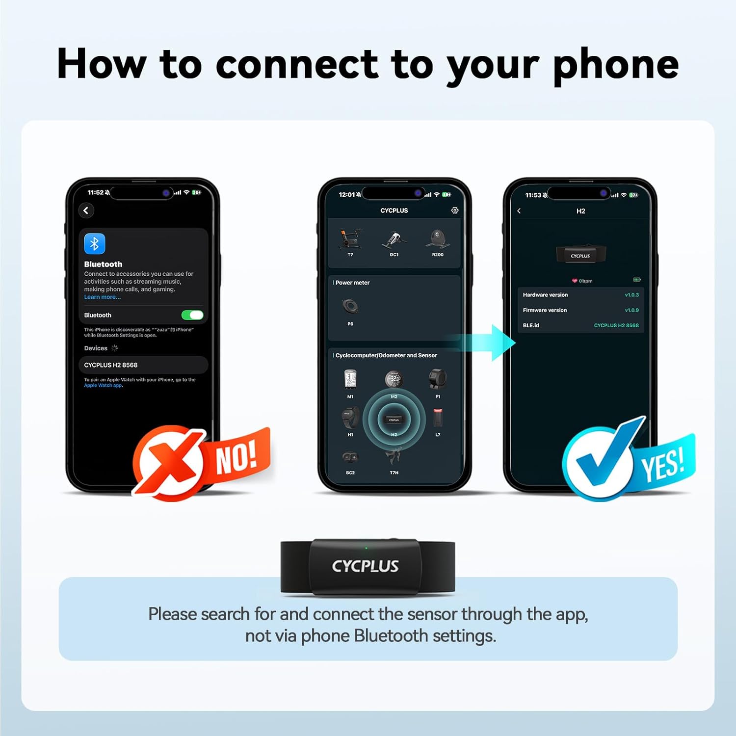 Detalle de CYCPLUS H2Pro fascia cardio Bluetooth 500h