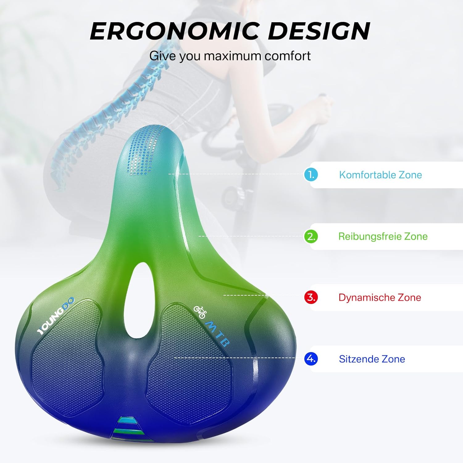 Thumbnail 1 de YOUNGDO Gel-Fahrradsattel: Ergonomischer Komfort mit wasserdichter Abdeckung