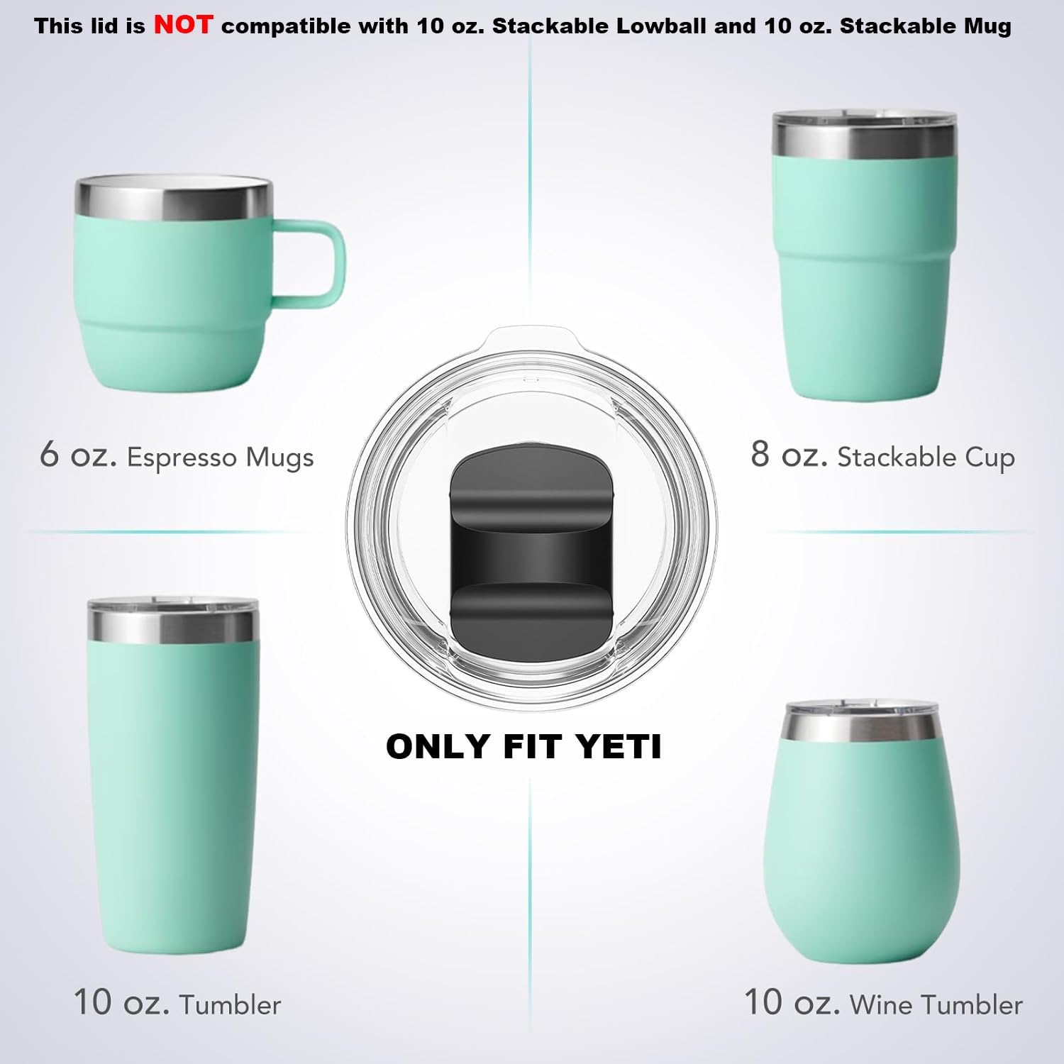 Detalle de SOONSURE 10oz BLK Replacement Tumbler Lids, 2-Pack BPA-Free Magnetic Slider