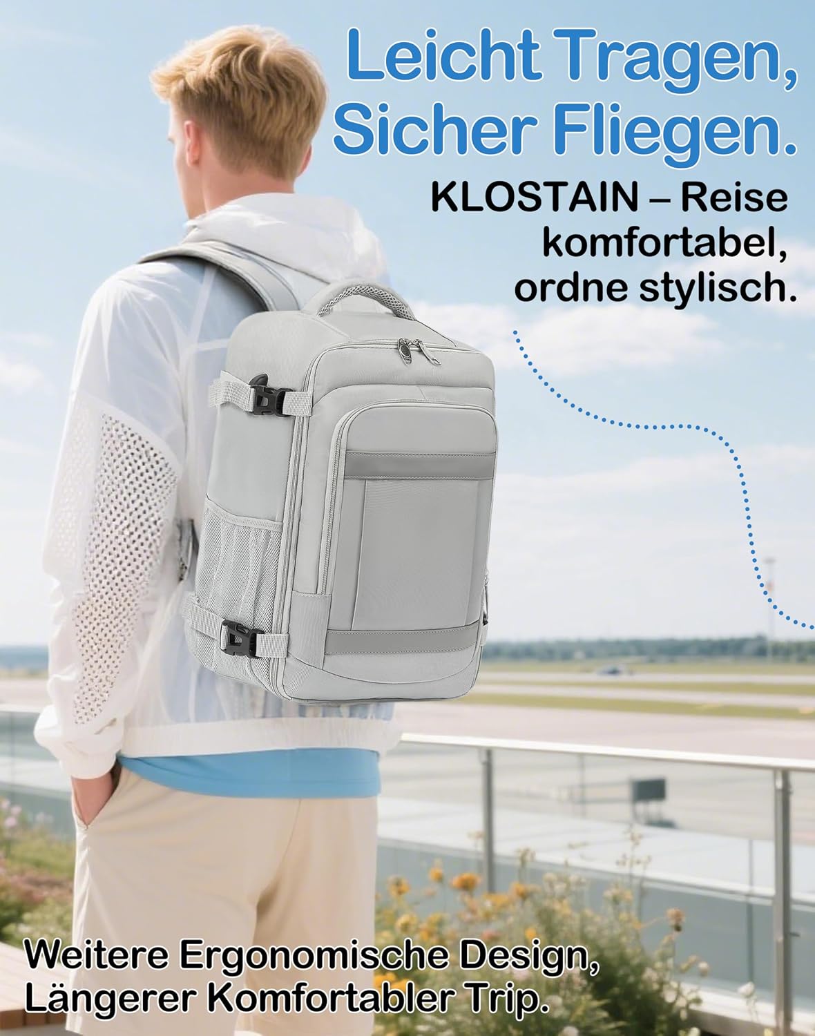 Detalle 2 de KLOSTAIN Handgepäck-Rucksack 40x20x25 cm