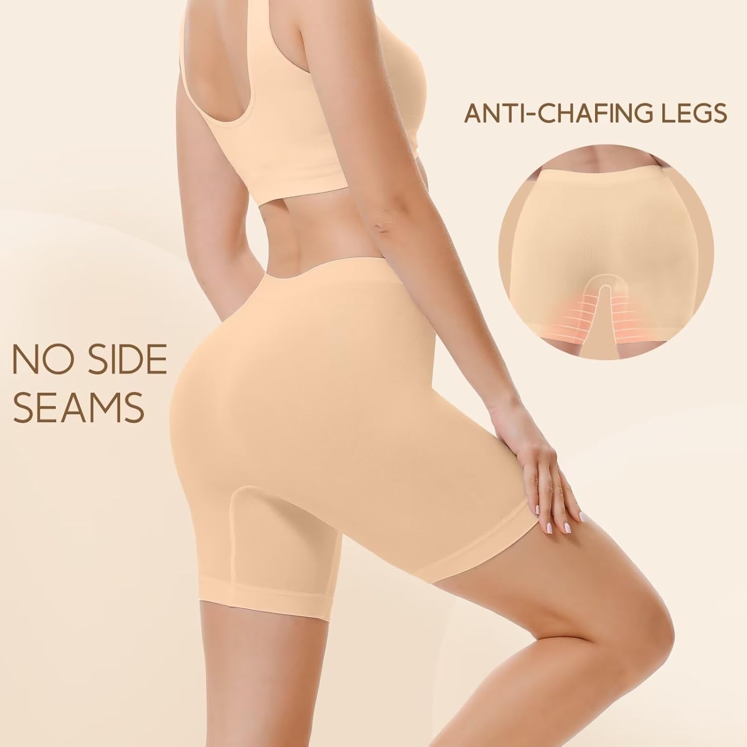 Detalle 2 de YouShow pantaloncini sottogonna donna antistress/sfregamento senza cuciture (pacco da 3)
