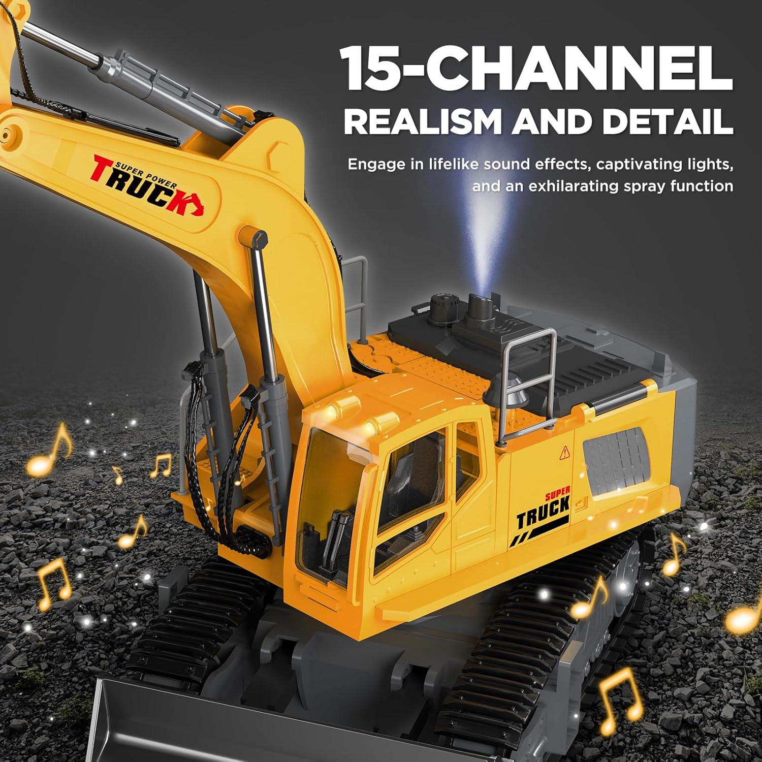 Thumbnail 2 de 21" Remote Control Excavator Toy 15-Channel 🚜