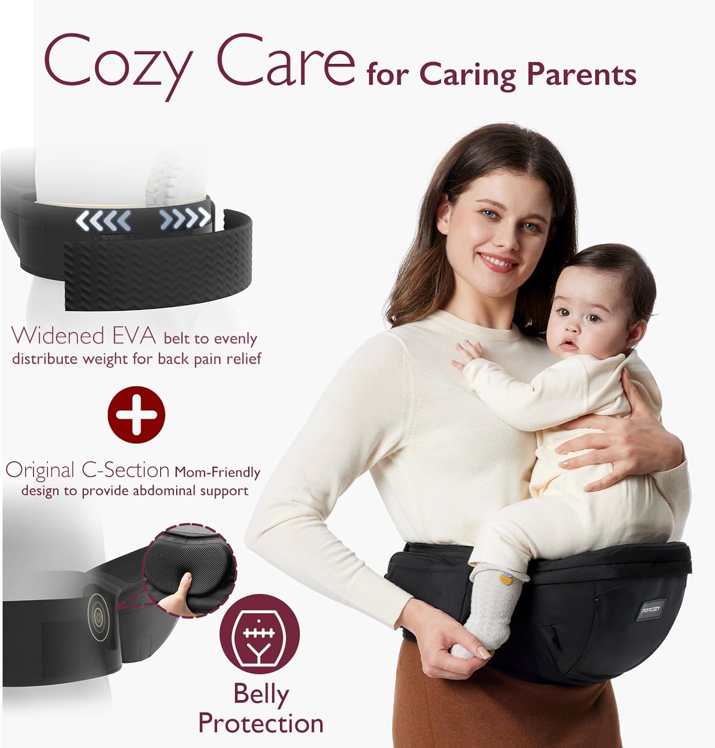 Detalle de Momcozy CPC-Certified Baby Hip Carrier 45lbs