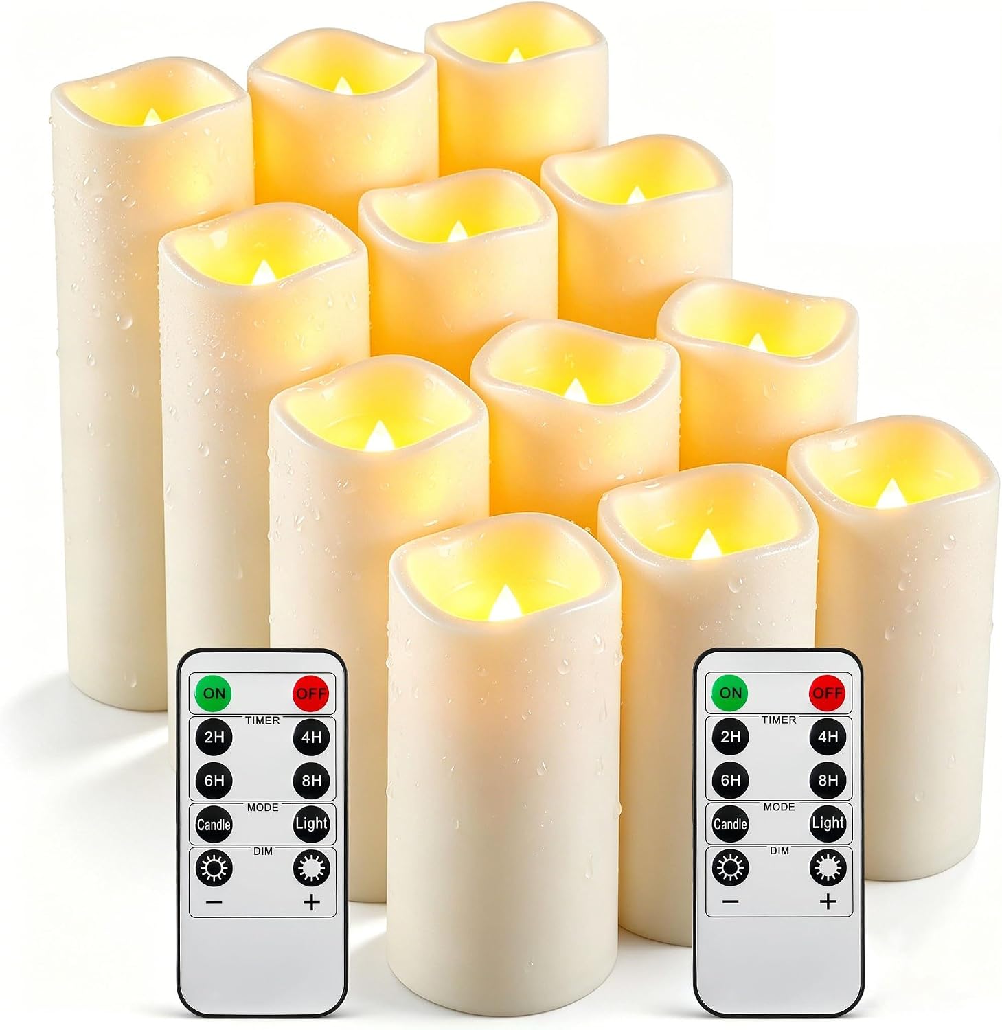 Detalle de Da by 12 Candele LED Avorio Impermeabili con 2 Telecomandi e 4 Misure – Decorazioni Interno/Esterno