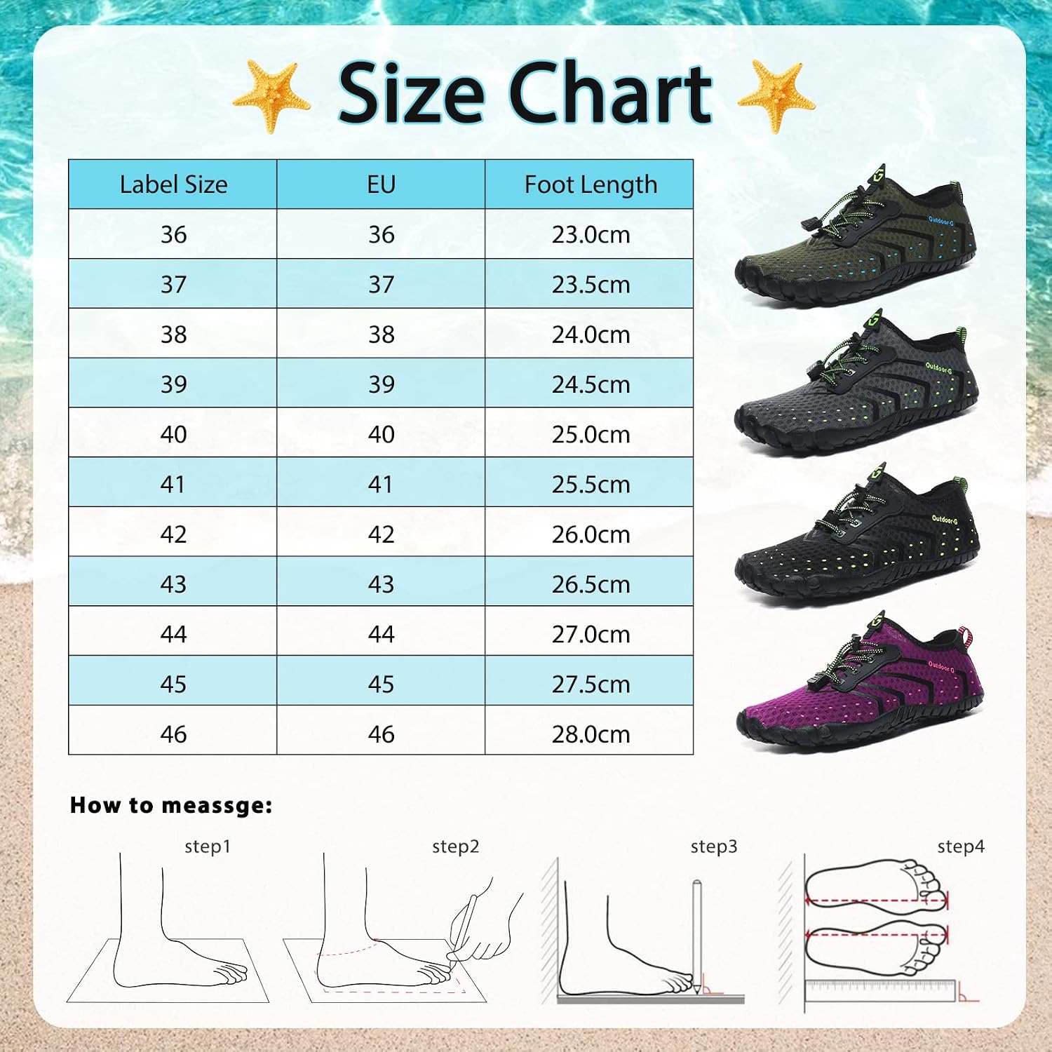 Thumbnail 6 de Wasserschuhe Damen/Herren – Schnelltrocknende Badeschuhe mit Drainagelöchern, 36–46 EU
