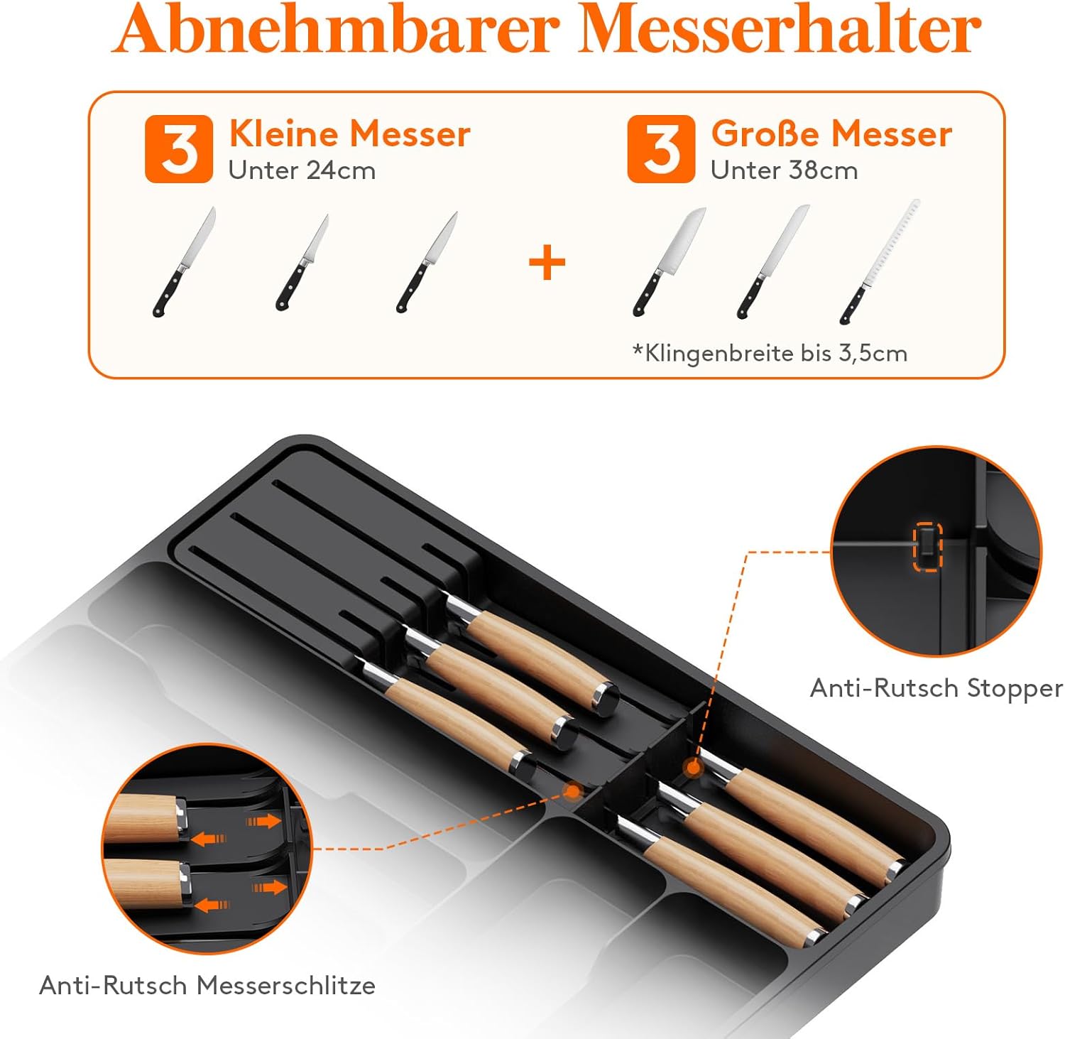 Thumbnail 3 de Lifewit verstellbarer Besteckkasten aus Kunststoff für Schubladen – 40 cm Tiefe, erweiterbar, 9 Fächer