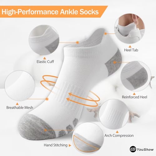 Thumbnail 1 de YouShow Trainer Socks Men Ankle Sports Socks – 10 Pairs