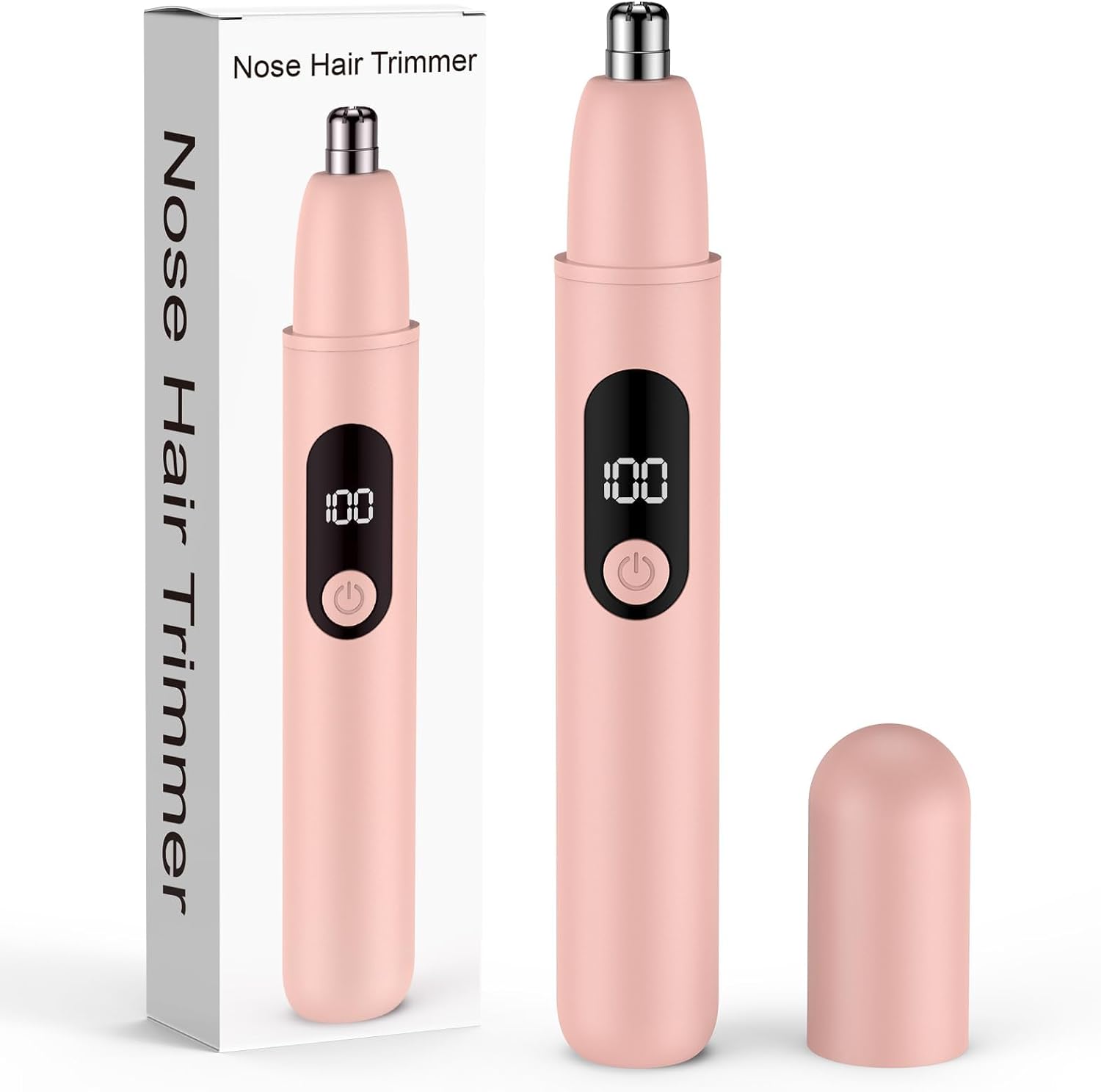 Detalle de Nose Hair Trimmer Rechargeable Cordless: Dual-Edge, Painless Ear & Eyebrow Grooming Tool (Pink)