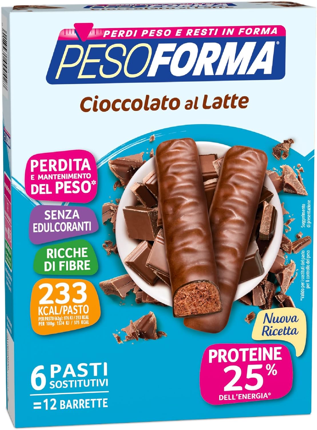 Thumbnail 4 de Pesoforma Barrette Cioccolato Cuore Cocco – 2 barrette, 1 pasto completo a 237 kcal, proteine 25%
