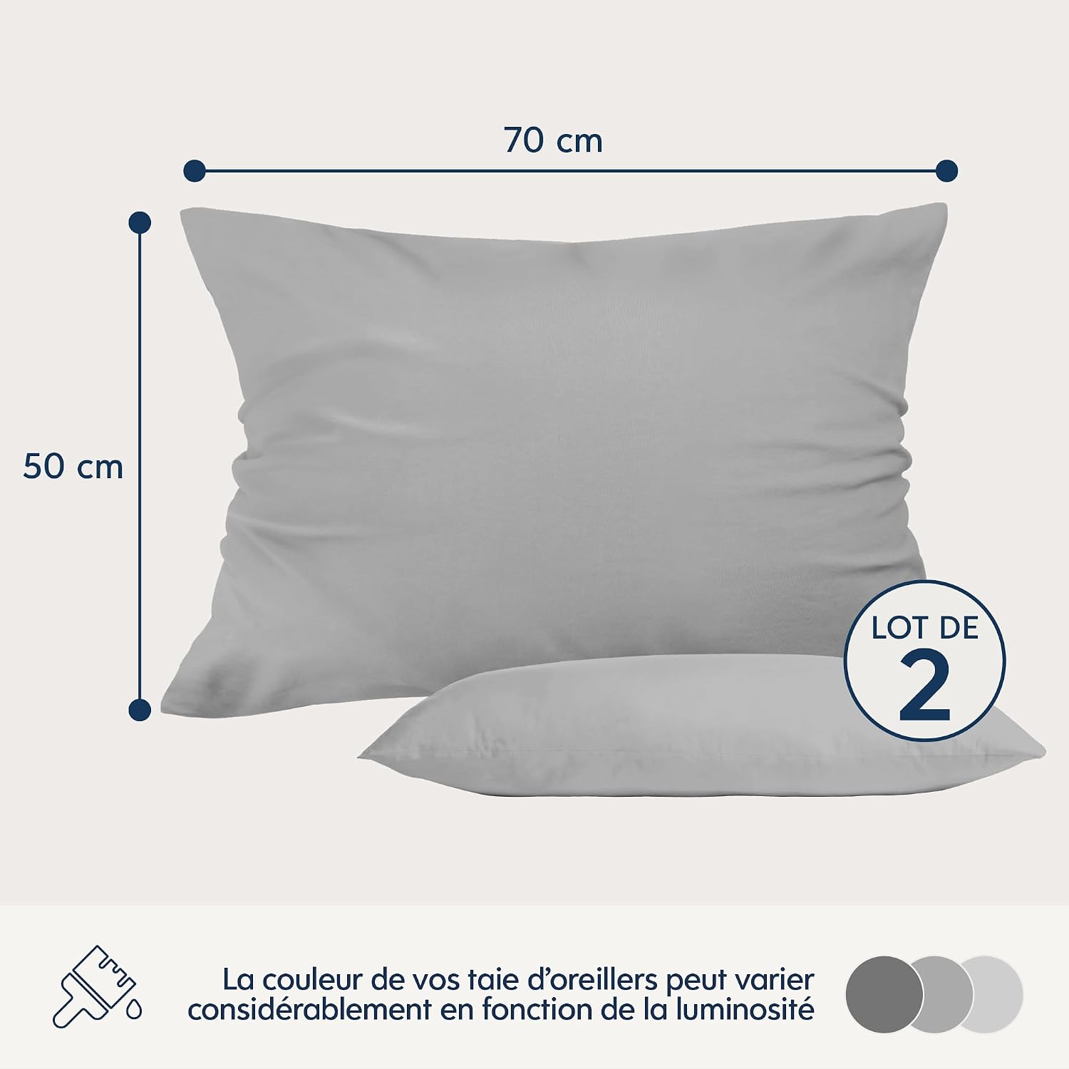 Detalle 2 de Dreamzie Taie Oreiller 50x70 Lot 2 Microfibre