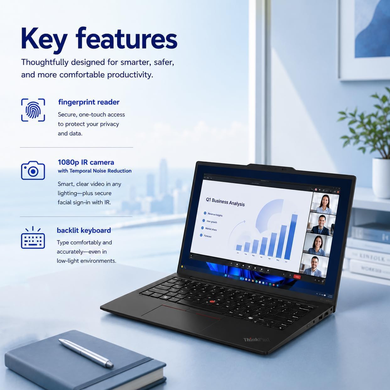 Detalle 1 de Lenovo ThinkPad X1 Carbon 21KD Laptop, 14-Inch Touchscreen, 32GB RAM, 1TB SSD