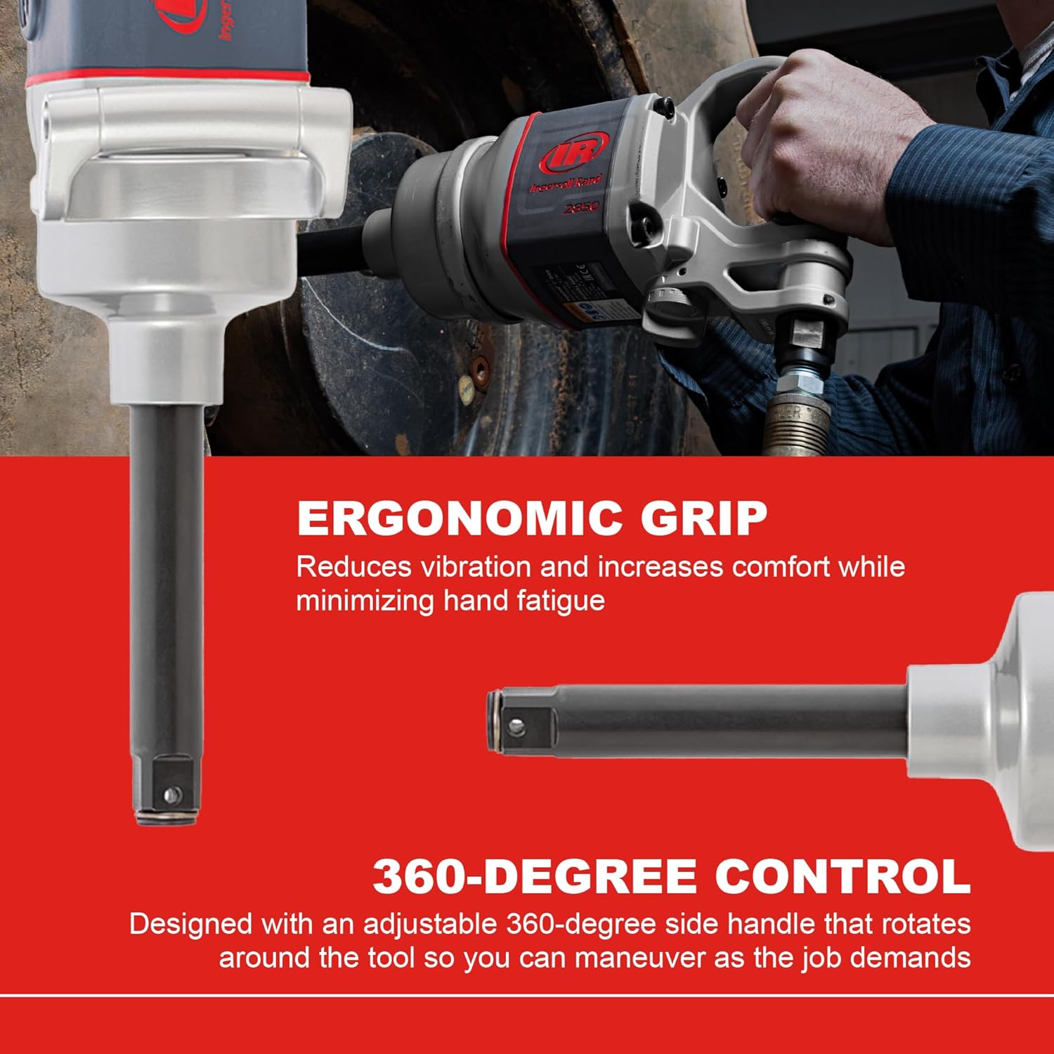 Detalle de Ingersoll Rand 2850MAX-6 Clé à Chocs Pneumatique 1" – Enclume Allongée, Extension 6