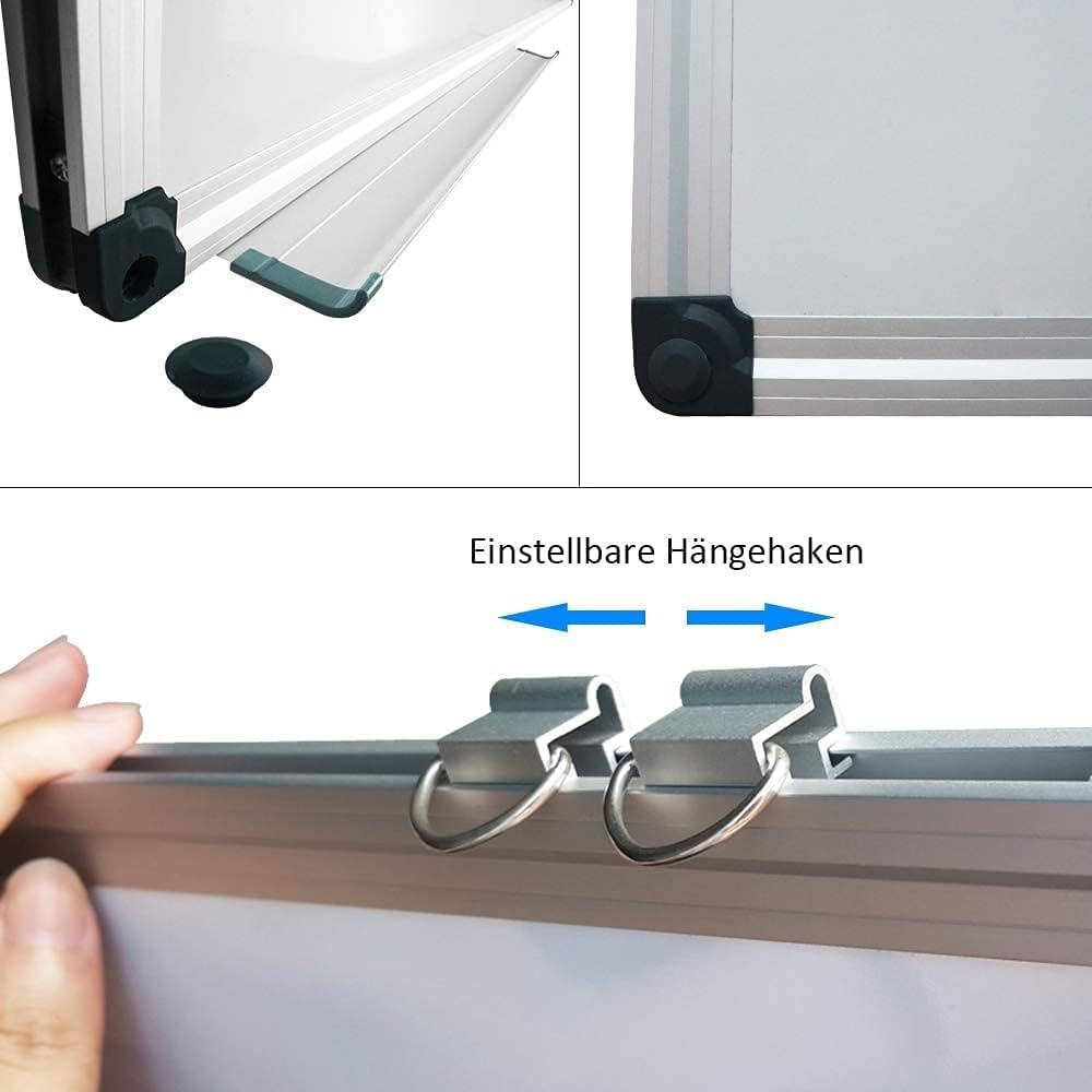 Detalle de XIWODE Magnetische Whiteboard 110x80 cm mit Aluminiumrahmen – Trockenlöschbare Tafel für Büro & Zuhause