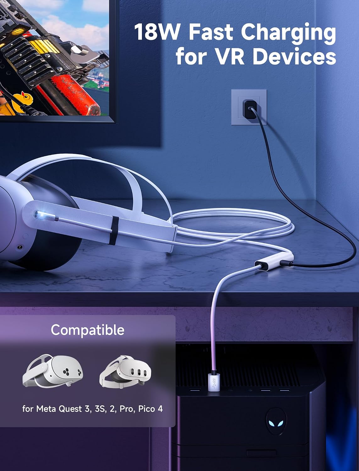 Detalle 2 de JSAUX Link Cable for VR Headsets 16ft