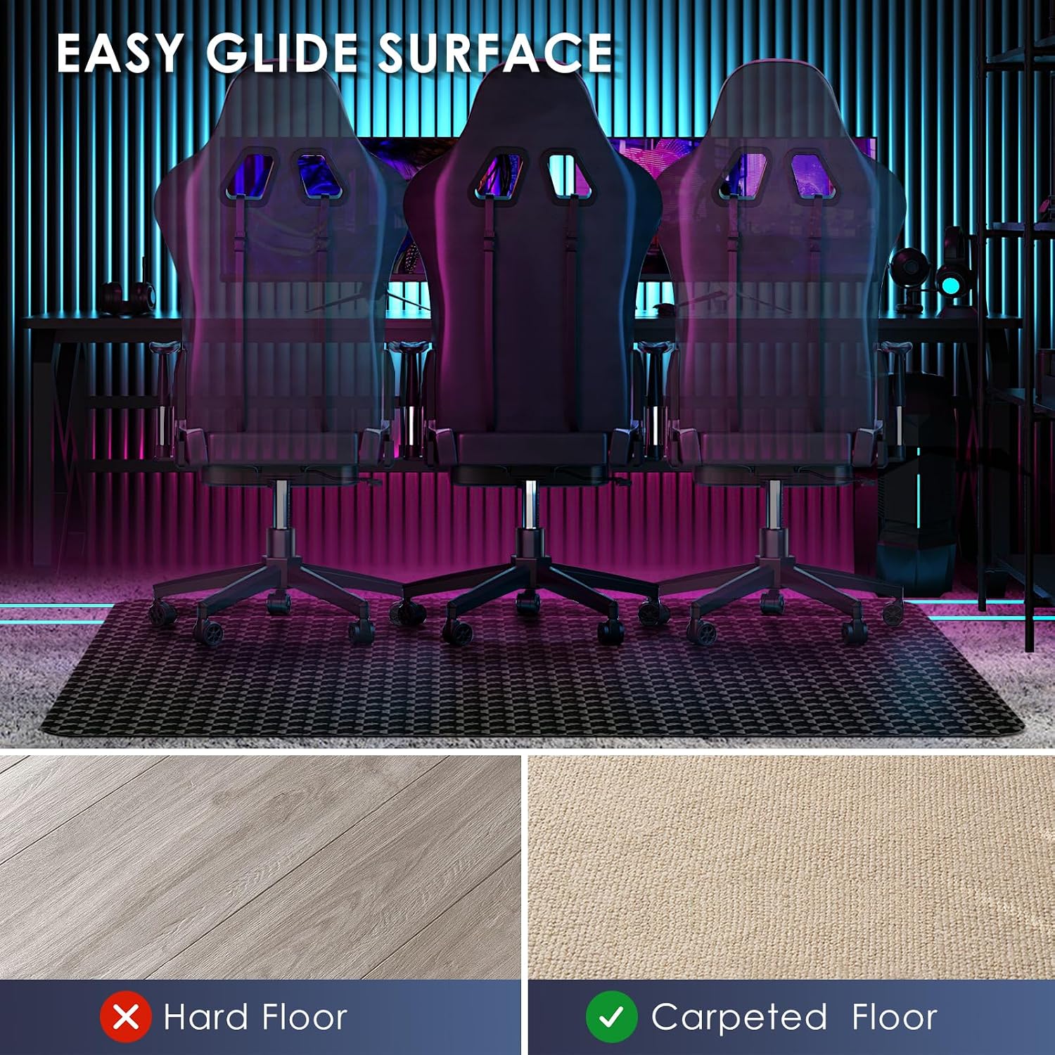 Detalle 1 de Vicwe 48 x 36-Inch PVC Office Chair Mat for Low-Pile Carpet with Studs