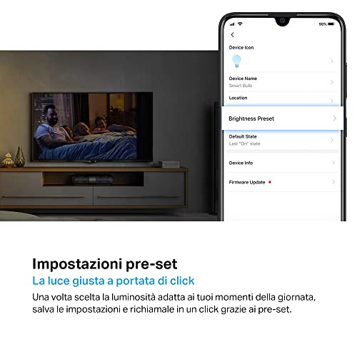 Detalle de Tapo L510E: Lampadina Wi‑Fi E27 9W dimmerabile 2700K (2 pezzi) con controllo vocale