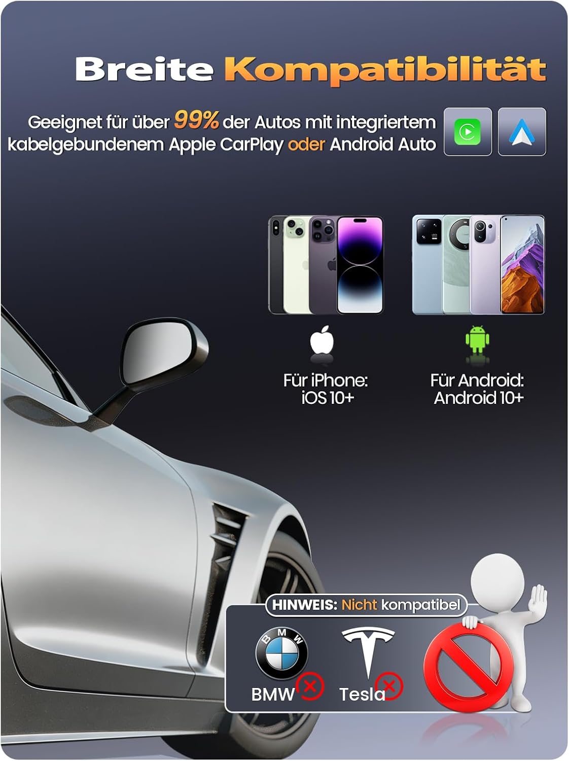 Detalle 2 de Mini CarPlay Wireless Adapter – Kabel los, CarPlay/Android Auto frei von Kabelsalat