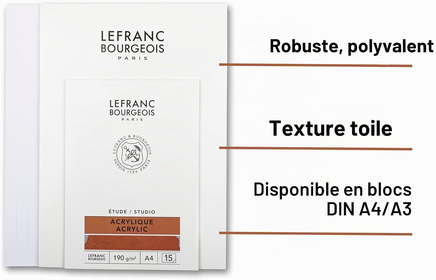 Detalle de Bloc Lefranc Bourgeois A3 — 15 feuilles, papier acrylique 190 g