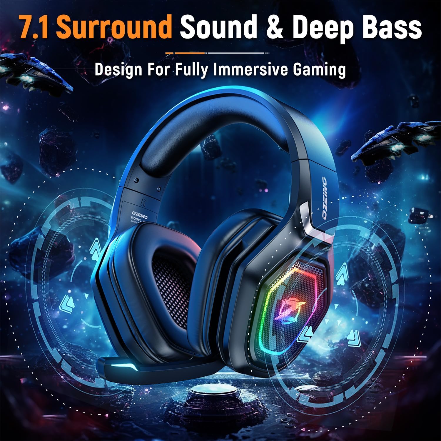 Detalle 2 de Ozeino Wireless Gaming Headset 40‑Hr battery