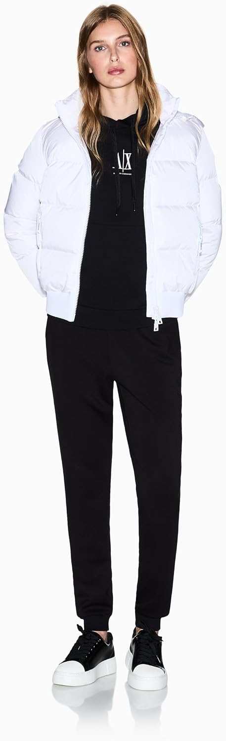 Detalle de Armani Exchange Icon Project - Veste Femme Logo Patch, Short Length, Duvet véritable