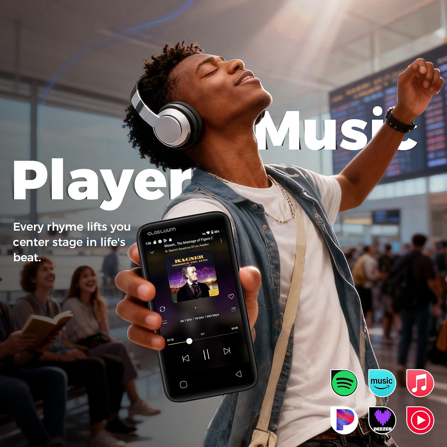 Thumbnail 1 de Globluum SU7 MP3 Player with 96GB, Android 14, Wi-Fi and 4-Inch Touchscreen