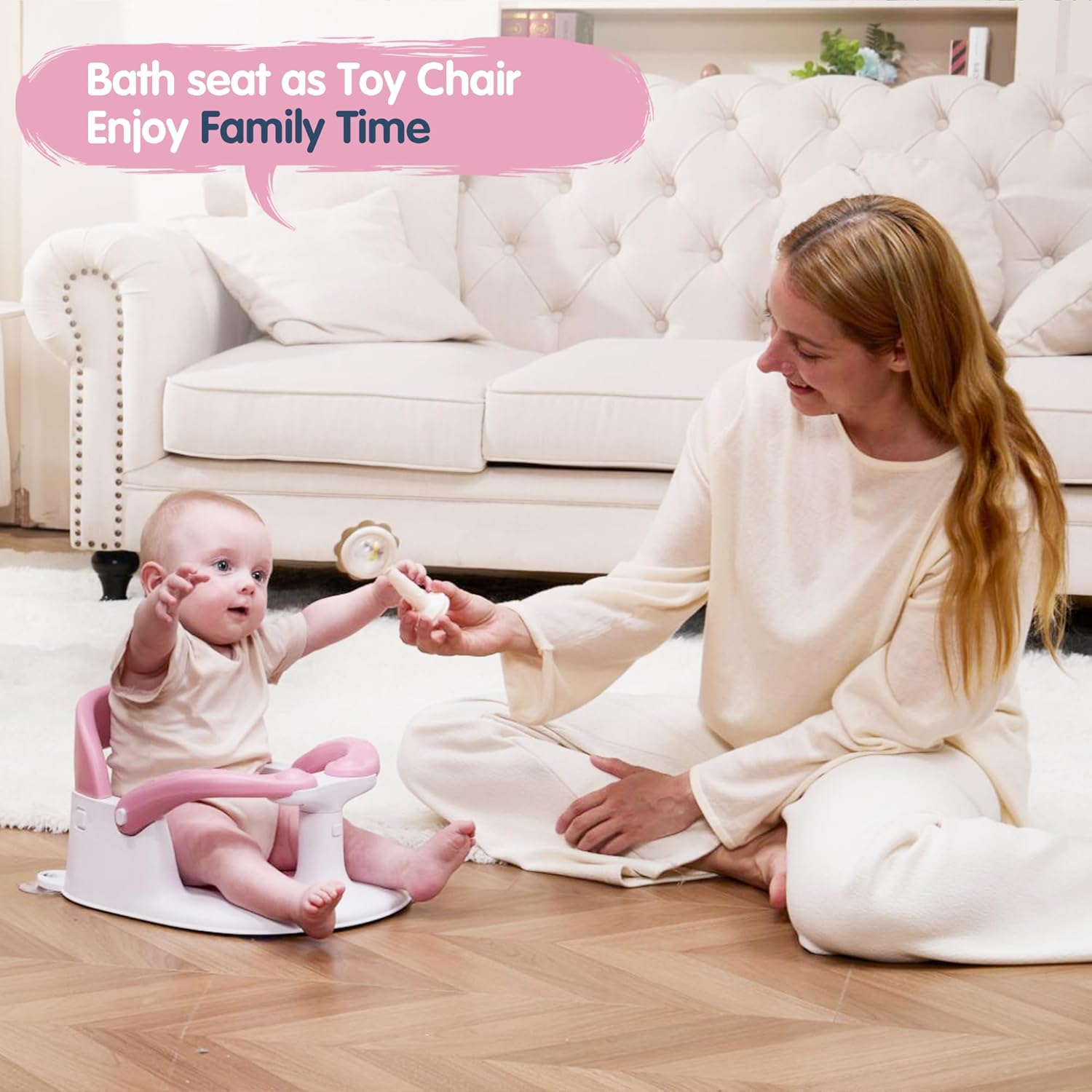 Thumbnail 2 de babove Baby Bath Seat for Babies 6 Months & Up (Pink) with Thermometer Sticker