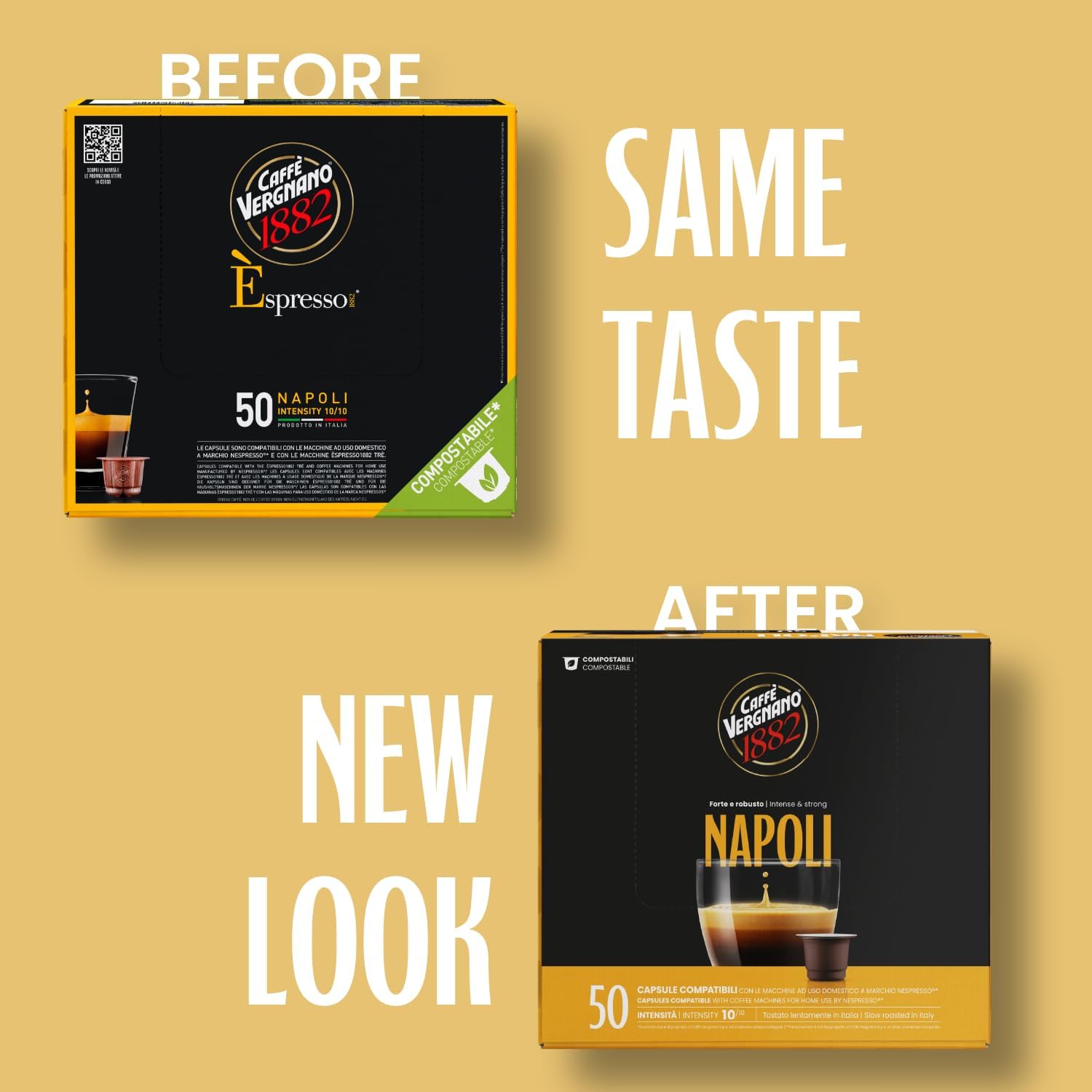 Detalle de Caffè Vergnano 1882 Èspresso Compostable Capsules – 50 for Nespresso & Èspresso1882 TRÈ