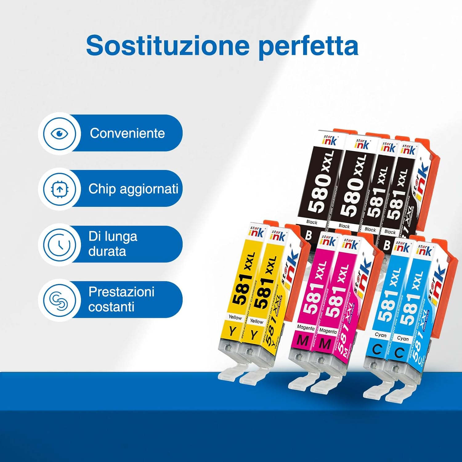 Thumbnail 1 de Starink Cartuccia 10 Cartucce Compatibili per Canon 580/581 XXL: Pack completo per Pixma TS6350/TR8550 e altri modelli