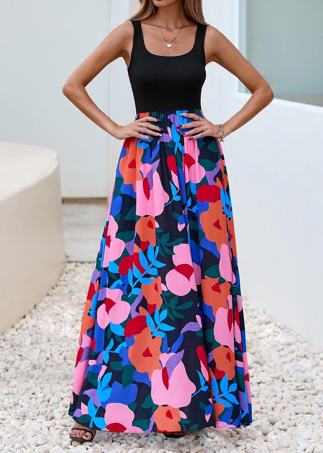 Thumbnail 3 de KIRUNDO Women Summer Sleeveless Boho Floral Maxi Dress 2026