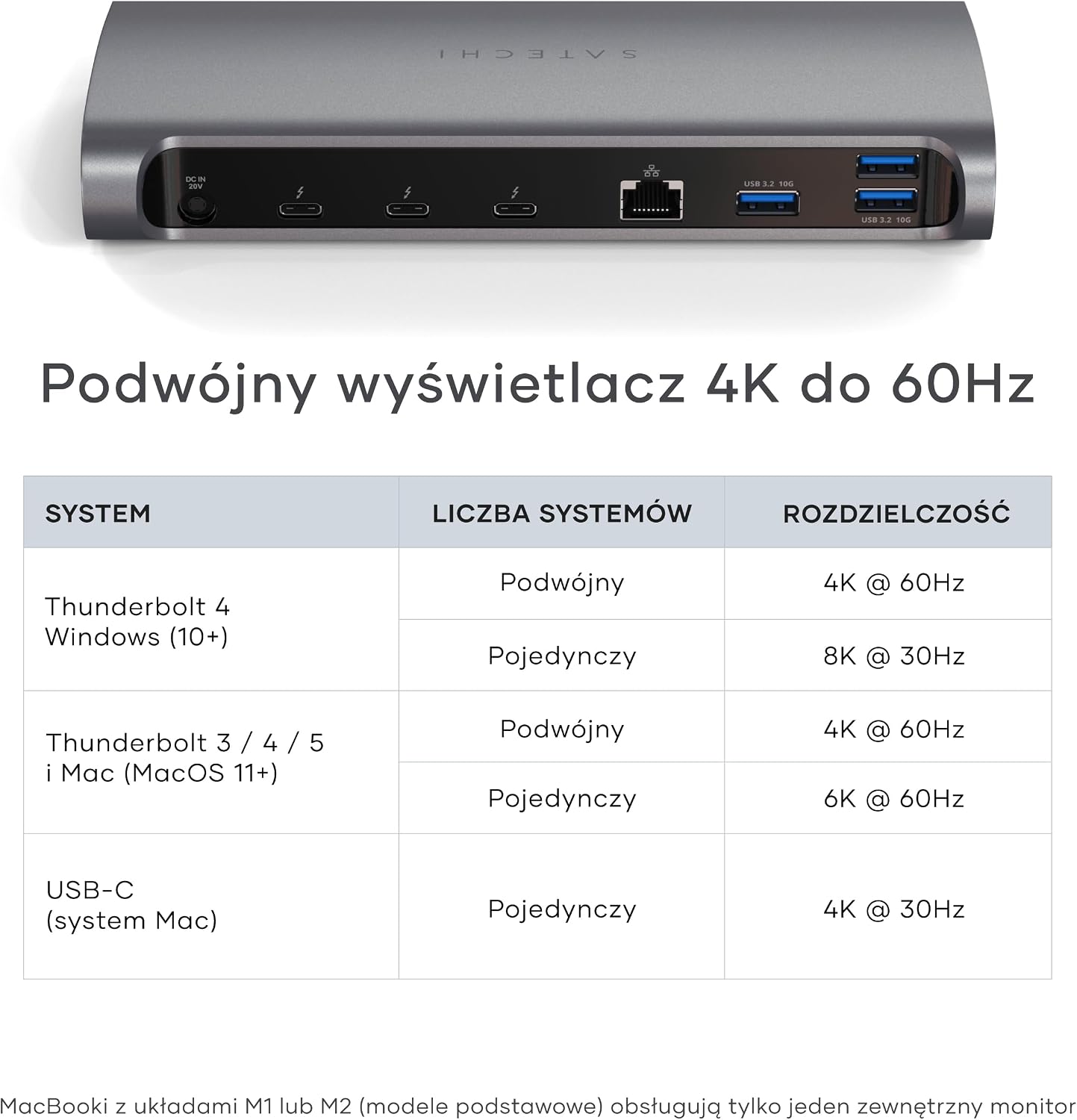 Detalle de SATECHI ST-UCT4DM-EU – stacja dokująca Thunderbolt 4, 12 w 1, 96 W, 40 Gb/s