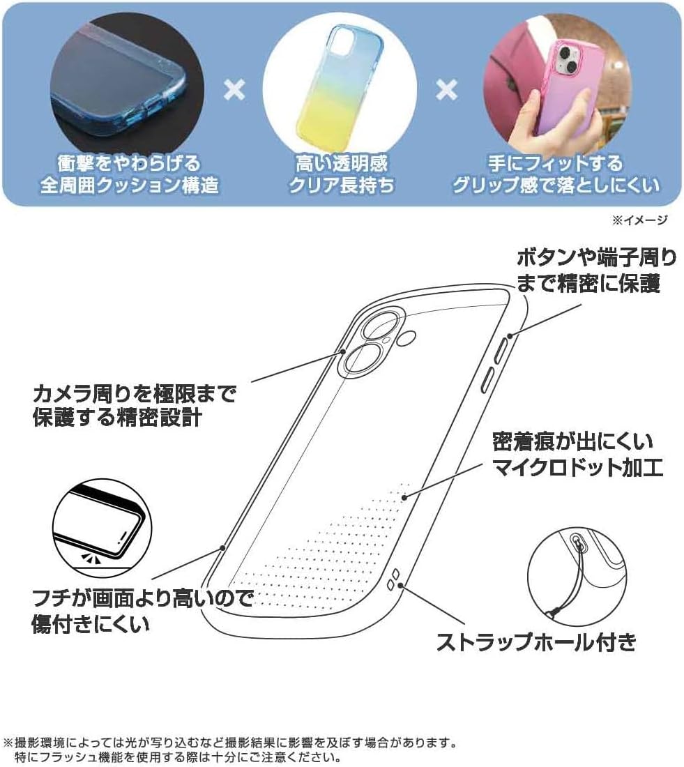 Thumbnail 6 de イングレム IN-P46TC12/AYM iPhone 16用ケース クリアなブルー×イエロー、衝撃吸収・カメラ保護