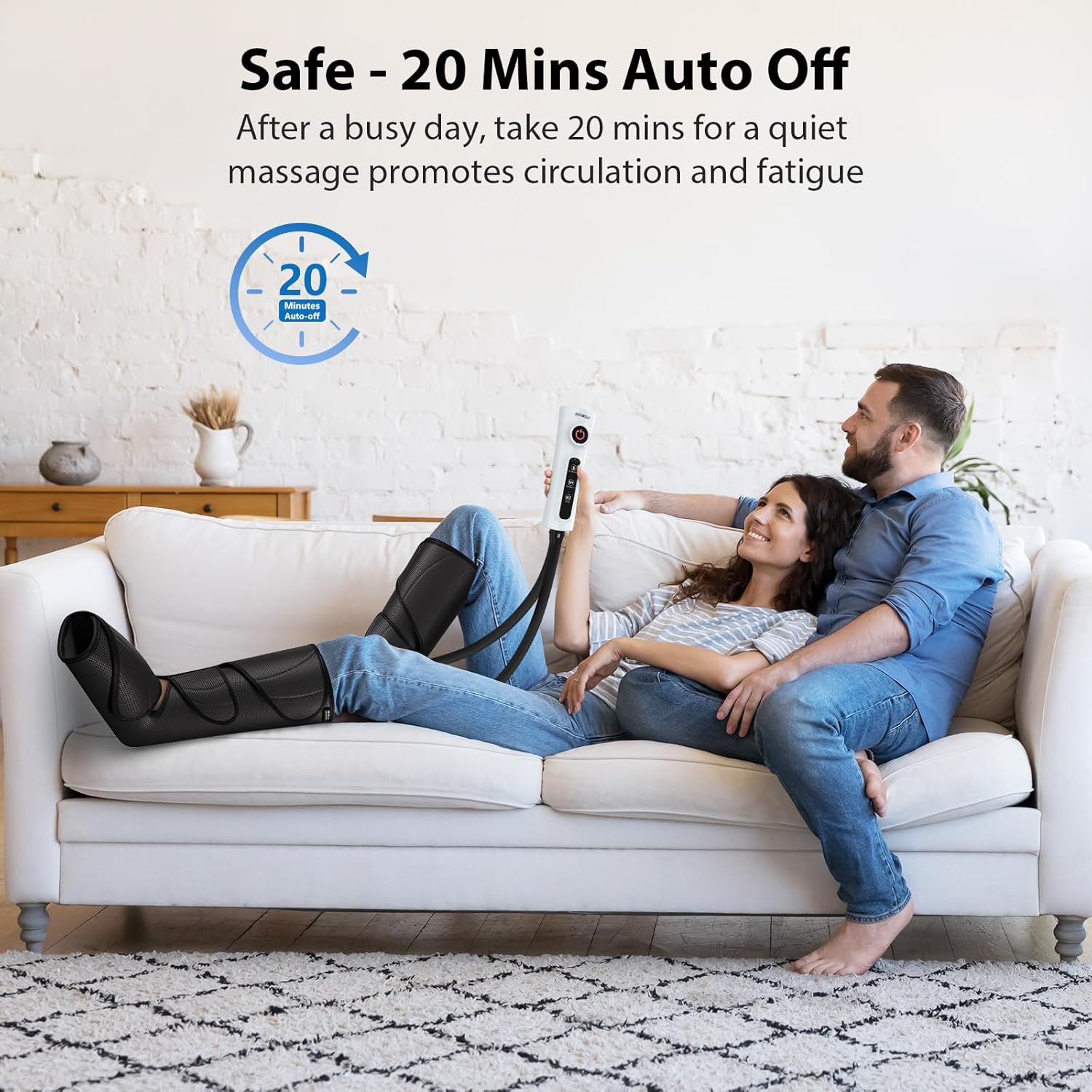 Detalle 2 de CINCOM Leg Massager for Circulation and Pain Relief — Calf to Foot Air Compression with Handheld Controller
