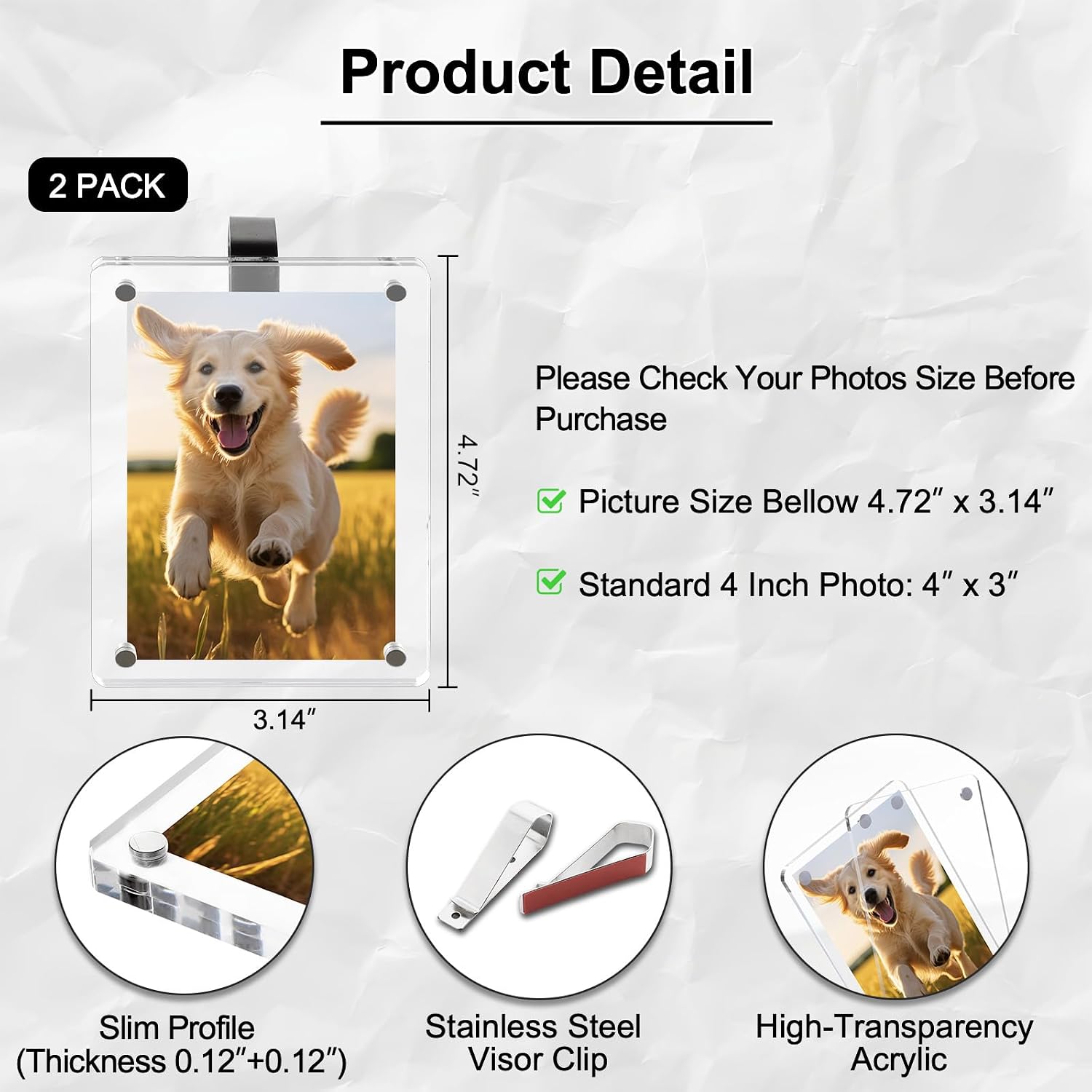 Thumbnail 1 de Koongloong 2PCS Car Picture Holder 3.14x4.72 Inch