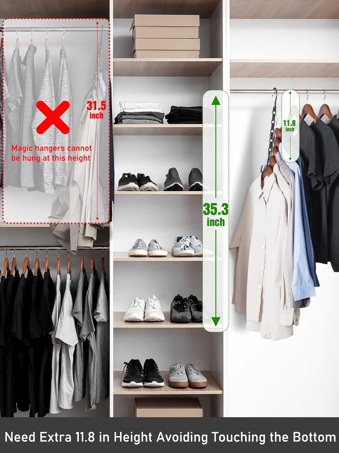 Thumbnail 6 de HOUSE DAY Black Magic Space Saving Hangers 10-pack — cascading closet organizers