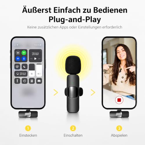 Thumbnail 1 de Qhot Kabelloses Lavalier Mikrofon für iPhone, Android & Handy – USB-C & Lightning, 10h Akku, 2,4 GHz Wireless