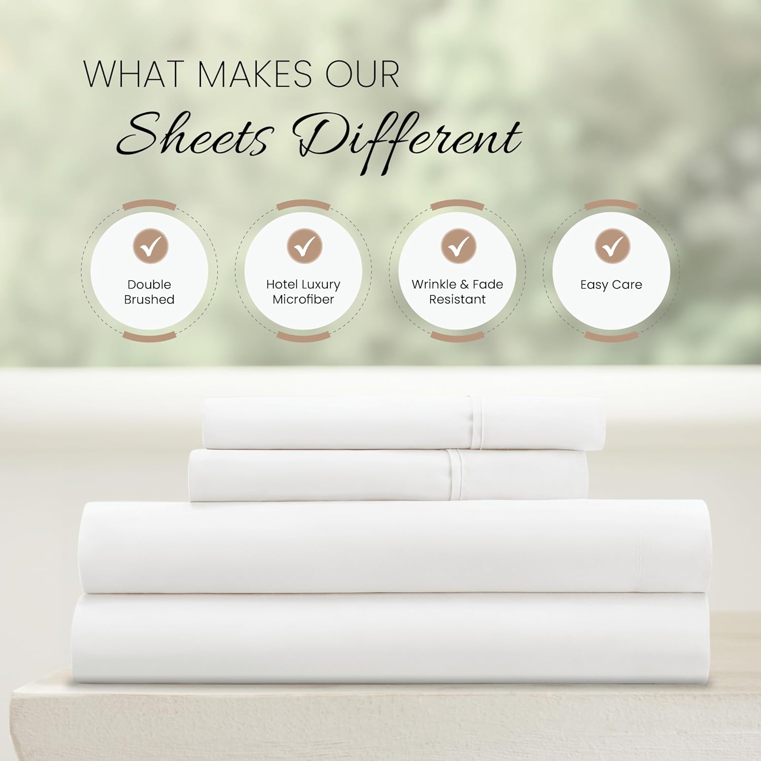 Thumbnail 3 de Linen Market Brushed Microfiber Queen Sheet Set (4-Piece) – Oeko-TEX Certified, Ultra-Soft, Wrinkle-Free, 16-Inch Deep Pocket – White